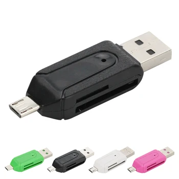 

Wholesale New 2 in 1 Micro USB TF SD Card Reader Universal USB 2.0 OTG Memory Card Reader Adapter For PC Laptop Phone 500pcs