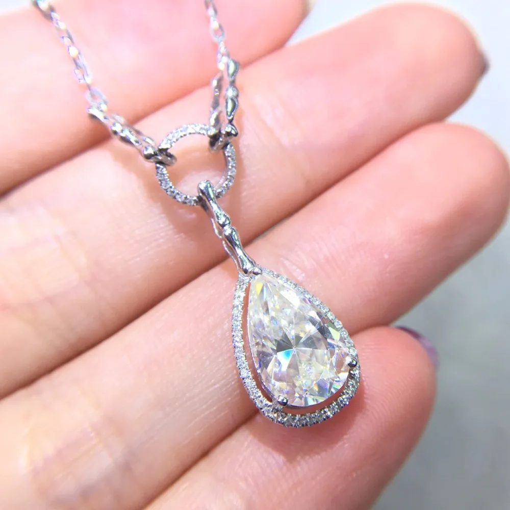 

On Sale Fine Jewelry Real 18K Gold AU750 G18K 2ct Moissanite Diamond Pendant Gemstone Necklaces for Women