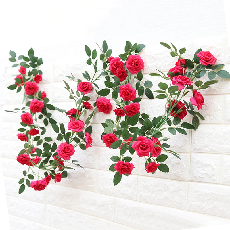 185cm Artificial silk rose flower rattan Fake Plastic vine wedding arch hotel wall DIY accessories decoration for home party 1pc 185cm Artificial silk rose flower rattan Fake Plastic vine wedding arch hotel wall DIY accessories decoration for home party 1pc
