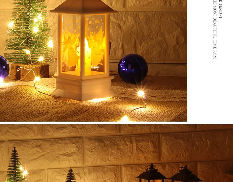 Christmas Elk Snowman Santa Claus Mini LED Night Light Hanging Candle Lantern Table Lamp 15
