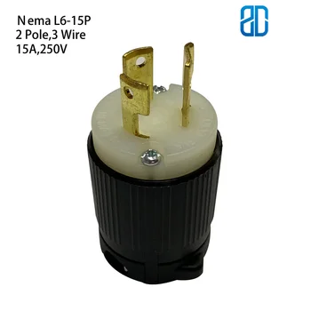

US Nema L6-15P Anti-drop Industrial Groungding Locking Plug 2 Pole 3 Wire Connector plug with Power Cable Cord 15A 250V