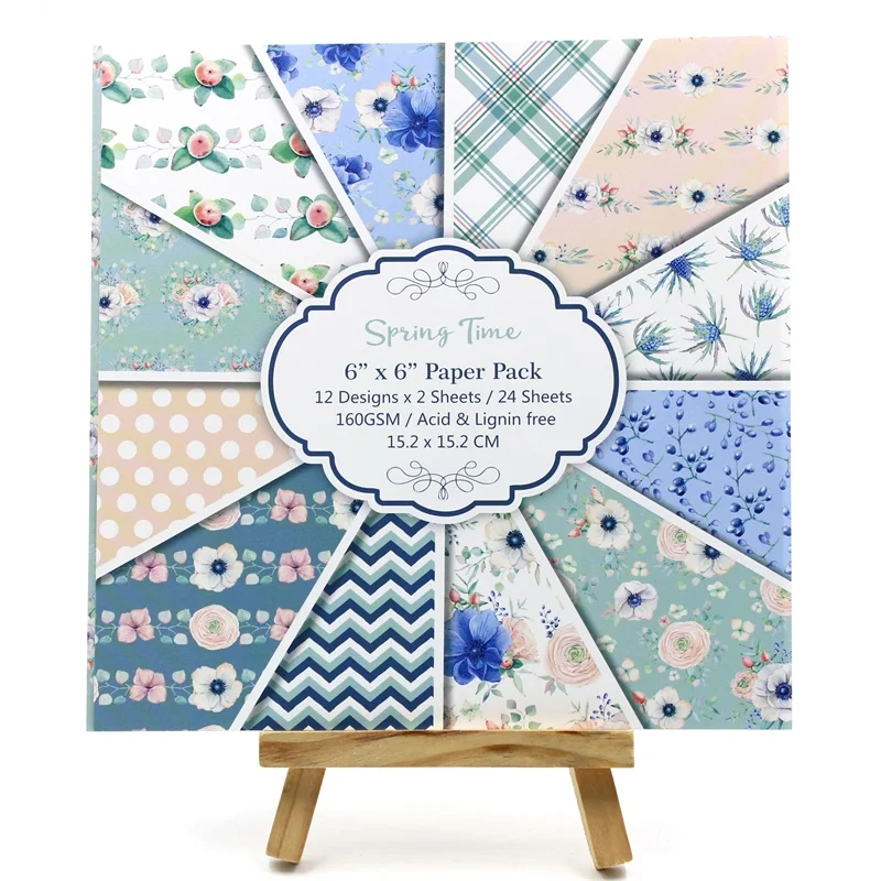 

YPP CRAFT 24pcs 6" Single-side Printed flowers pattern creative papercraft art paper handmade scrapbooking kit set book