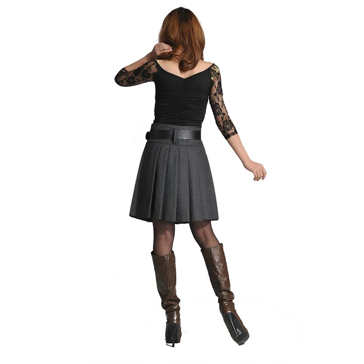 Осень зима Женская юбка высокая талия плиссированная юбка женская мода размера плюс повседневная шерстяная юбка для женщин SK186