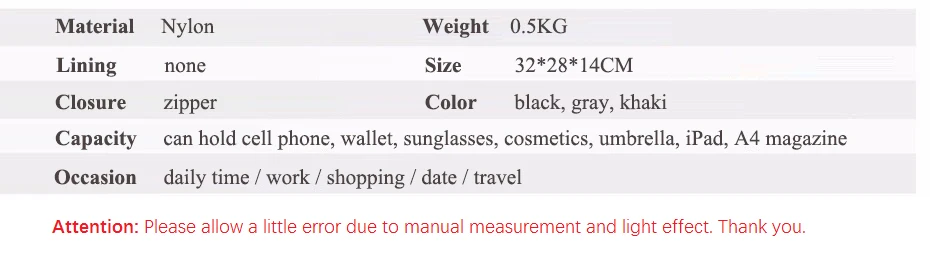 MJ Nylon Bags for Women Large Capacity Casual Handbag Solid Color Women's Canvas Tote Bag Crossbody Shoulder Bag Messenger Bags (11)