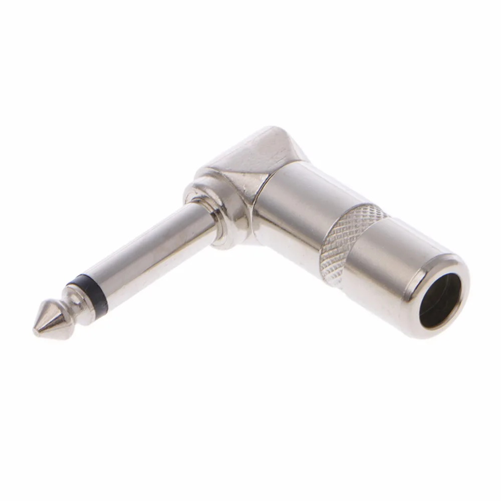 4 Pcs Right Angle 1/4" TS Mono Phone Plug Guitar Audio Connector 6.35mm