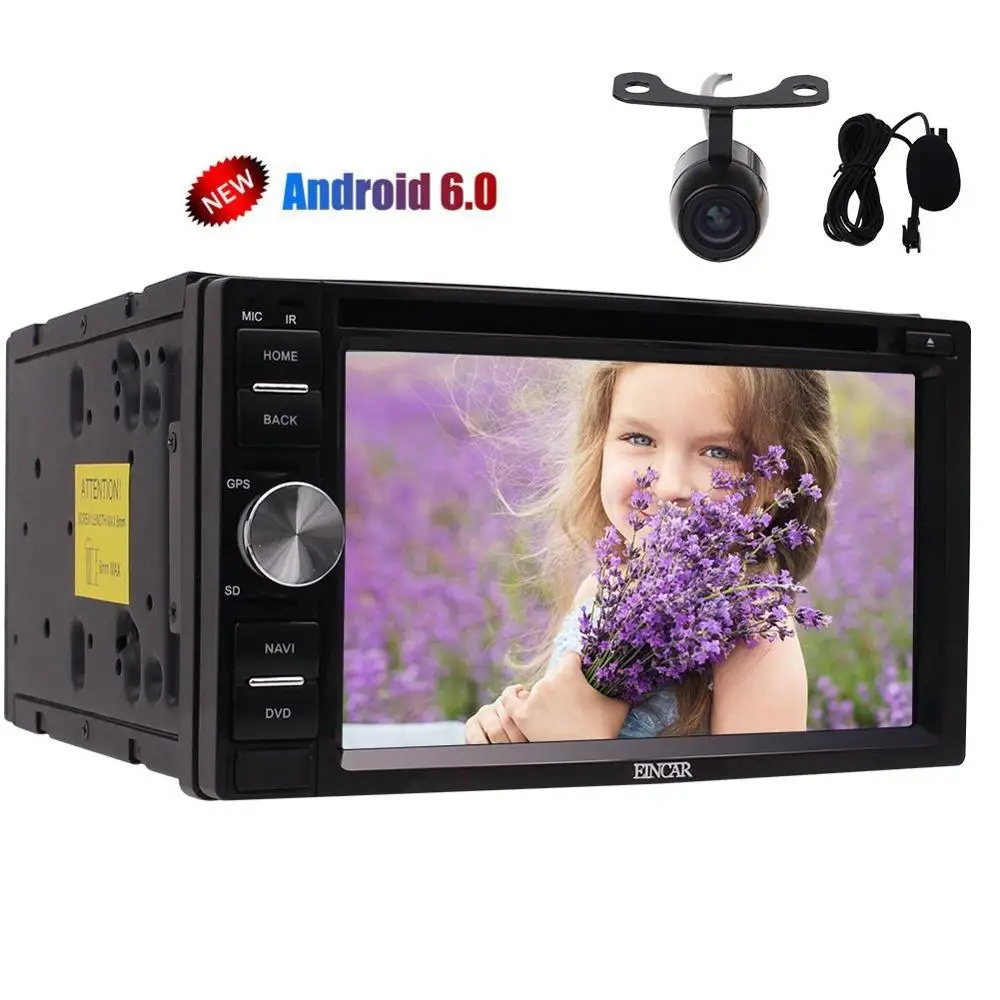 

Quad-core Android6.0 Stereo System 6.2'' CD DVD Player Double din GPS in Dash Car Radio with USB/SD External Micro+Backup Camera