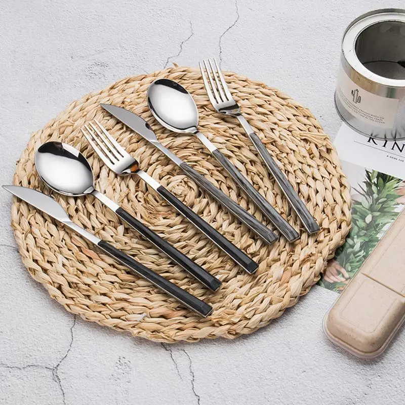 

3pcs set Black Grey Wood Color Restaurant Cutlery set