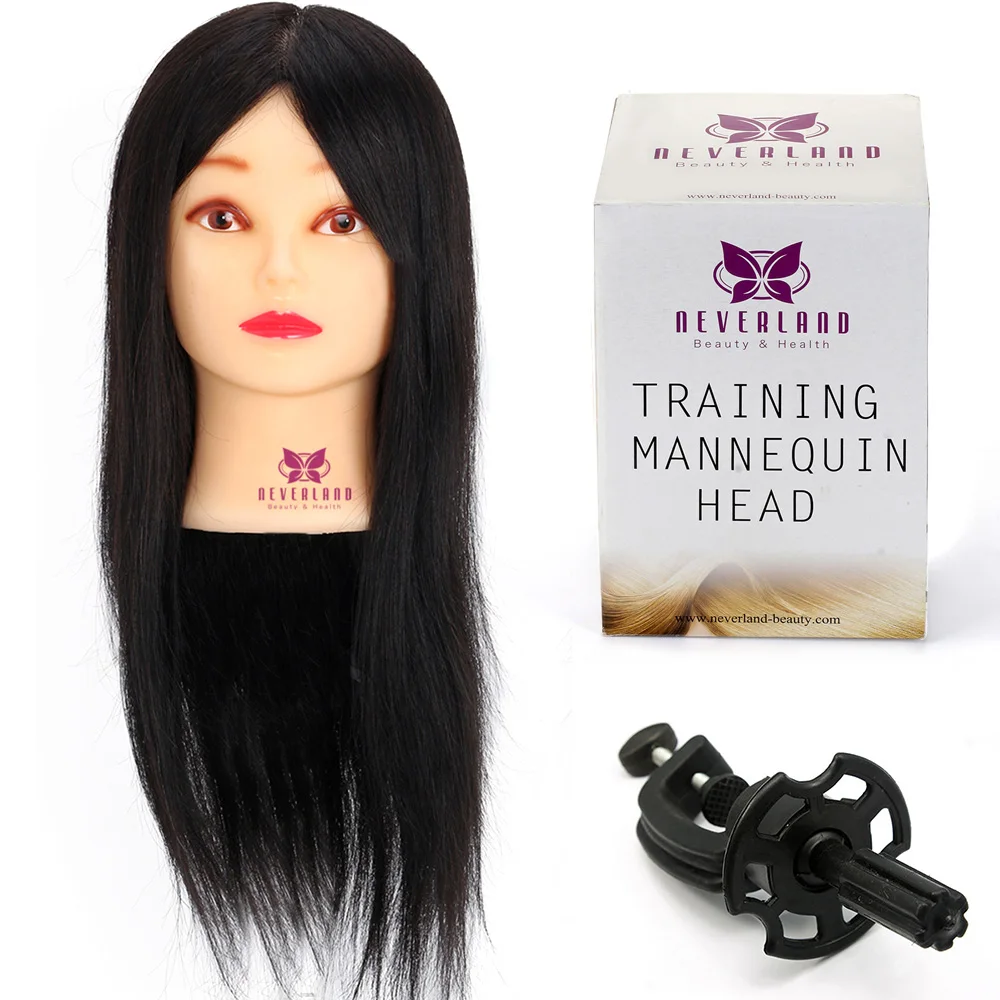 Professional Salon Hairstyle Mannequin Head 20" 100 Real Black Hair