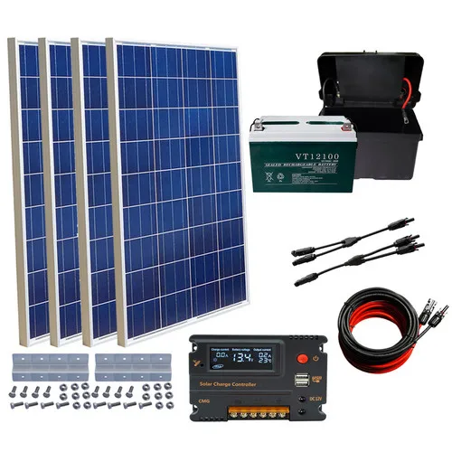 

400W off Grid System 4x100W Solar Panel Charging 12V Home Power & 100AH Battery solar energy system solar cell solar panel