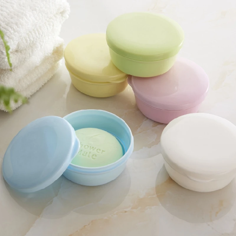 

Portable Soap Case Holder Dish Plate Round Sealing Box Container With Lid for Travel Hiking Camping Kitchen Home Bathroom Shower