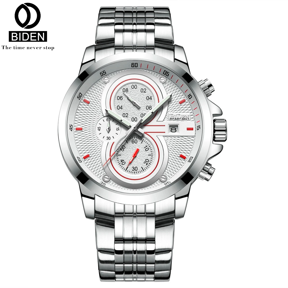 

New BIDEN Mens Watches Top Brand Luxury Stopwatch Sport waterproof Quartz Watch Man Fashion Business Clock relogio masculino