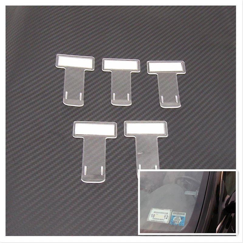 

5pcs Car Vehicle Parking Ticket Permit Holder Clip Sticker Windscreen Window Accessories 75x40mm