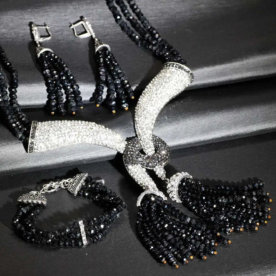 SUNSPICE-MS, модные ювелирные изделия, Африканский бисер, наборы для женщин, серебряный цвет, стразы, Дубай, свадебные серьги, ожерелье, браслет, 3 шт