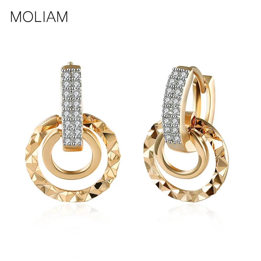 

MOLIAM Trendy Earring Fashion Jewelry 2017 Cubic Zirconia Circles Geometric Huggies Hoop Earrings Brinco for Women MLDYF182