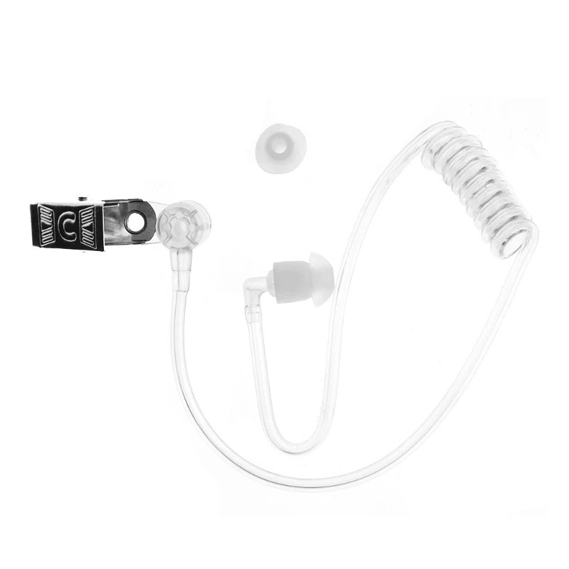 

Replacement Transparent Coil Acoustic Air Tube Earplug With Metal Clip For Two-Way Radio Walkie Talkie Earpiece Headset