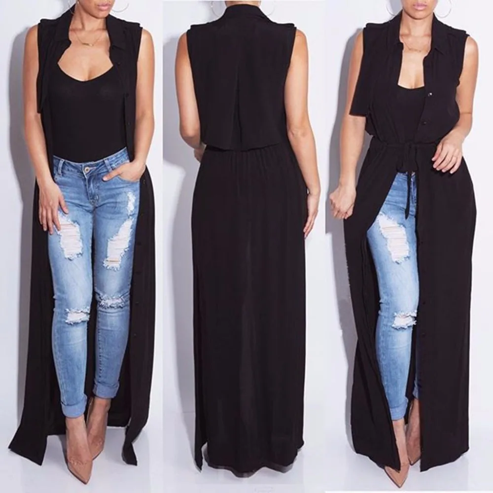 how to wear a long sleeveless cardigan