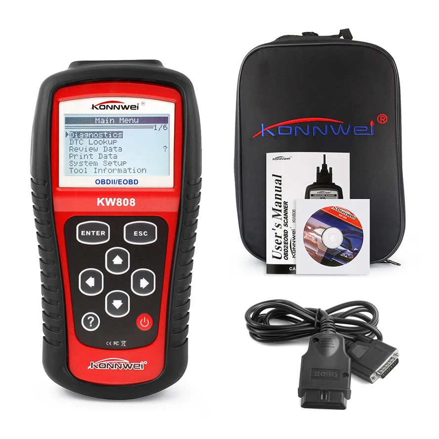 Хит! KONNWEI KW808 Универсальный Автомобильный OBDII EOBD сканер кодов OBD2 диагностический