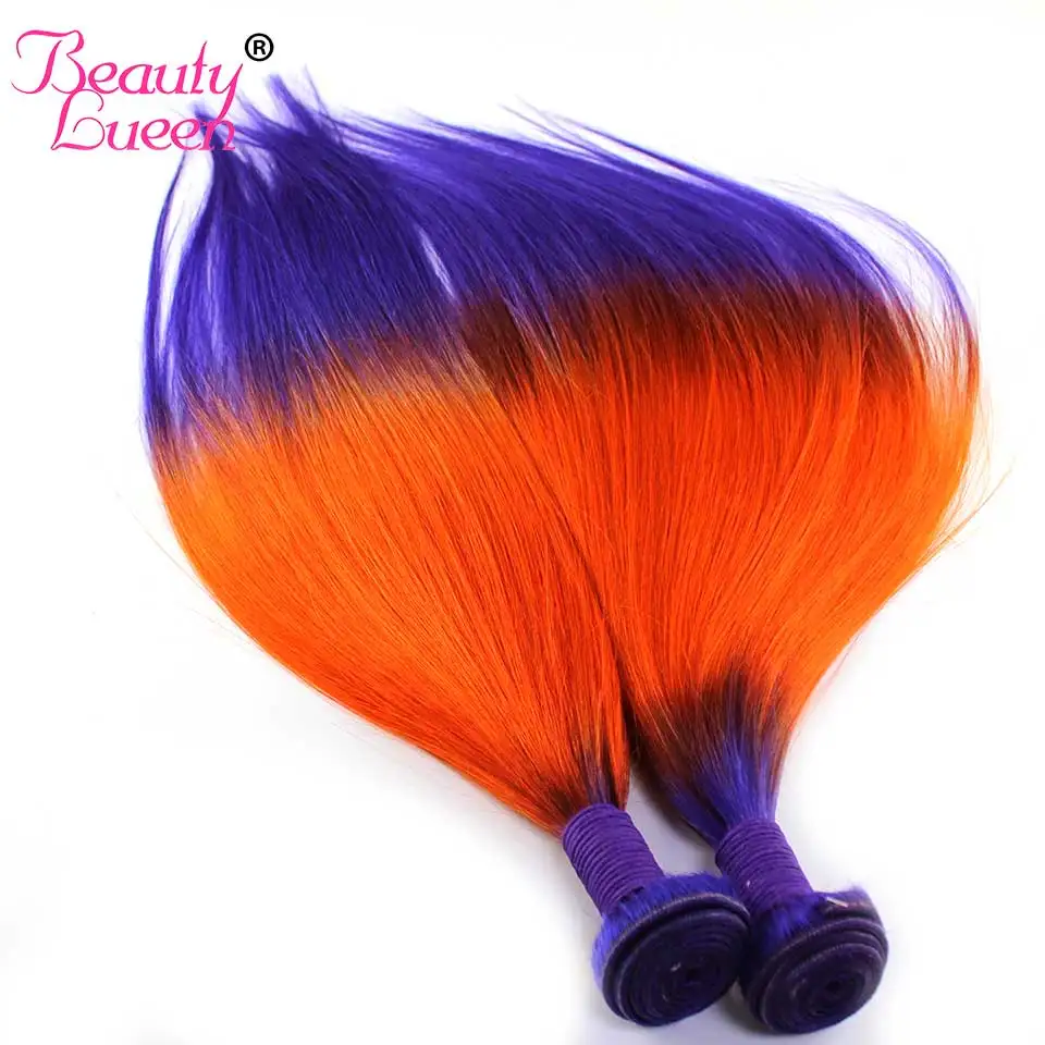 10 Bundles straight ombre hair bundles Three Tone ombre brazilian hair weave bundles TPourpreorangePourpre Remy Human Hair (51)