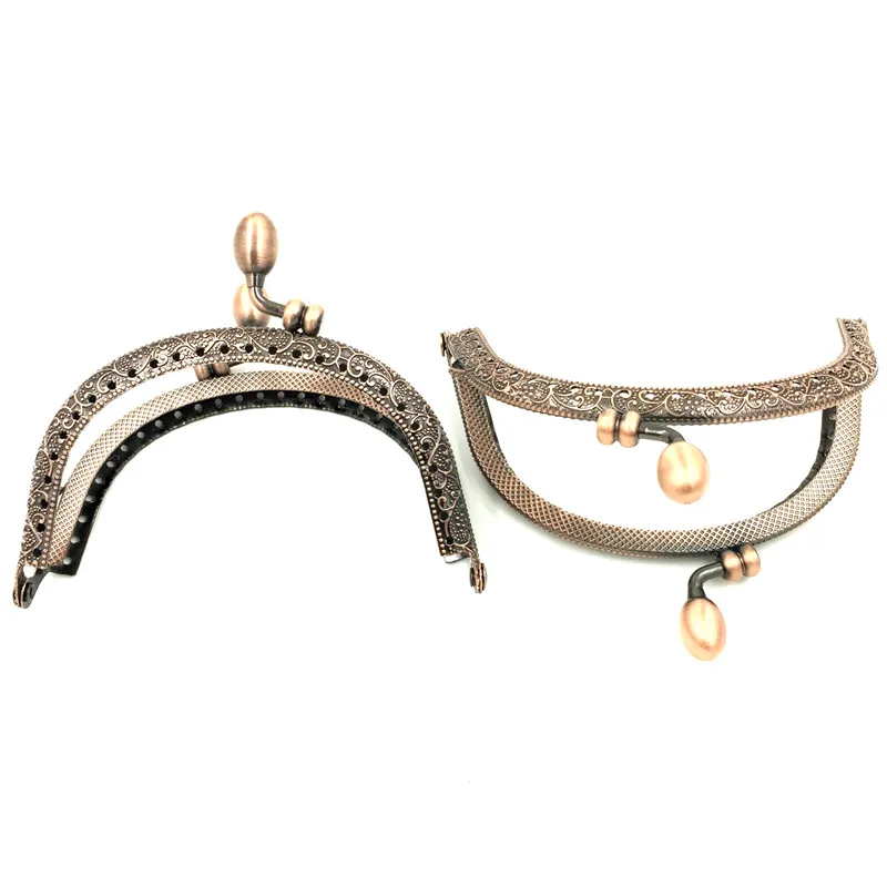 Wholesale Copper Tone Purse Bag Metal Arch Frame Kiss Clasps Locks DIY Handbag Handle Flower Bud Head 95x86mm
