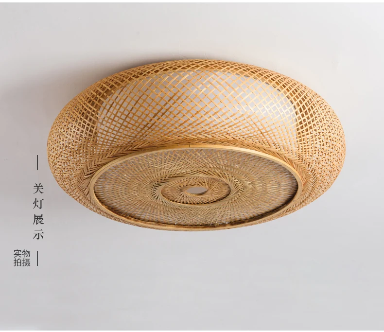 Ручной бамбуковый Плетеный Ротанг круглый фонарь абажур потолочный светильник деревенский Азиатский японский плафон лампа спальня гостиная
