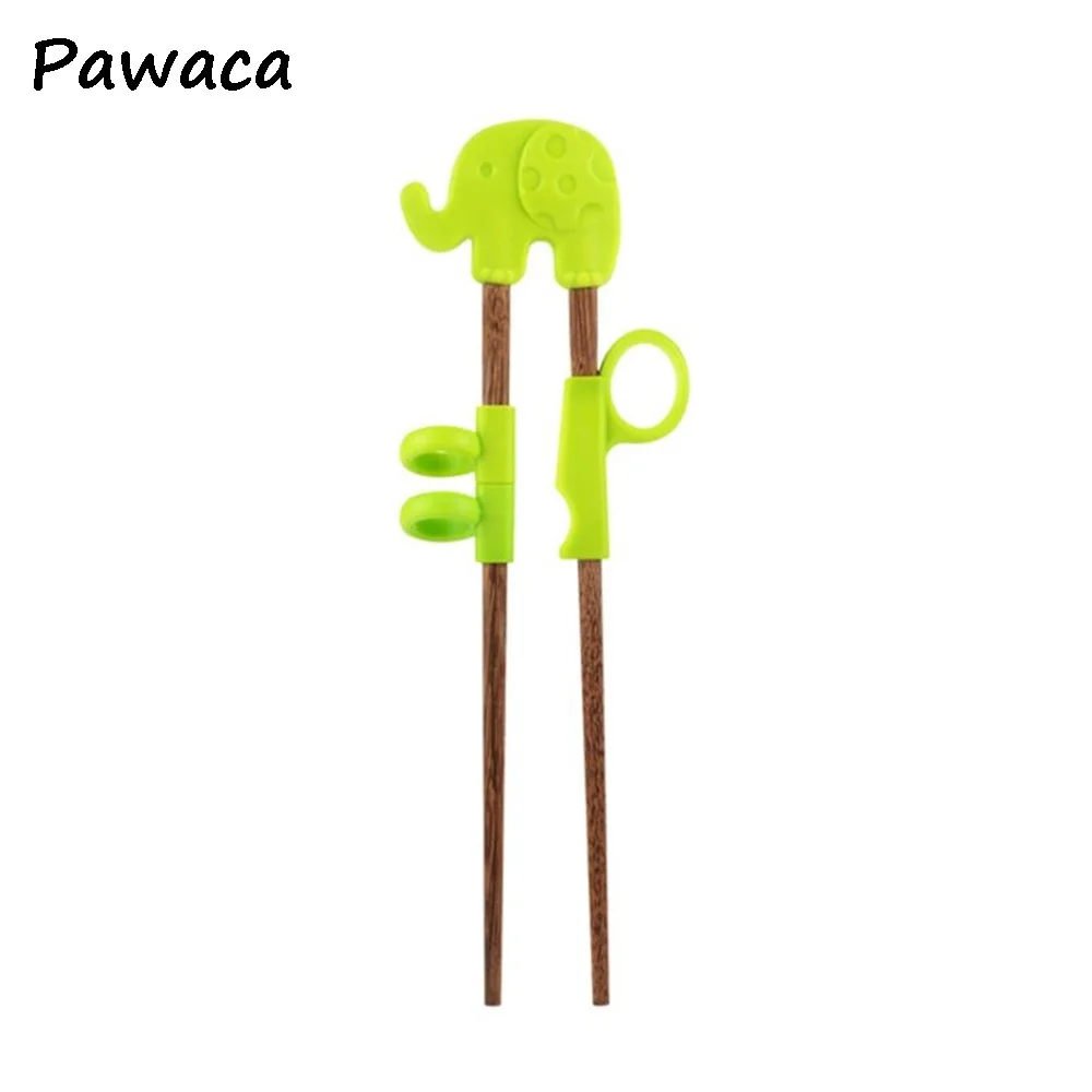 

Children's Chicken Wings Solid Wood Training Practice Chopsticks Creative Cute Complementary Food Rings Chopsticks Set