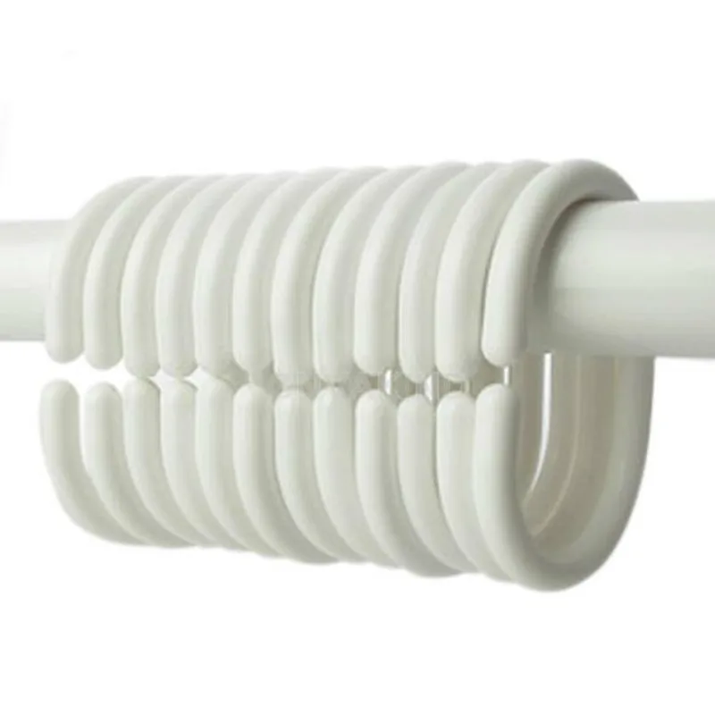 

12pcs/Set Pactical Practical Shower Curtain Hook Hanger Ring Bath Drape Loop Clip Glide Convenient Replacement Bathroom Accessor