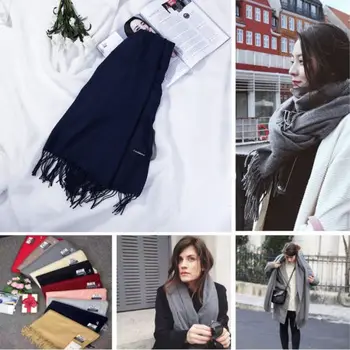 

HIRIGIN Newest Chic Women Winter Cashmere Blend Pashmina Solid Tassel Shawl Wrap Casual Pop Scarves