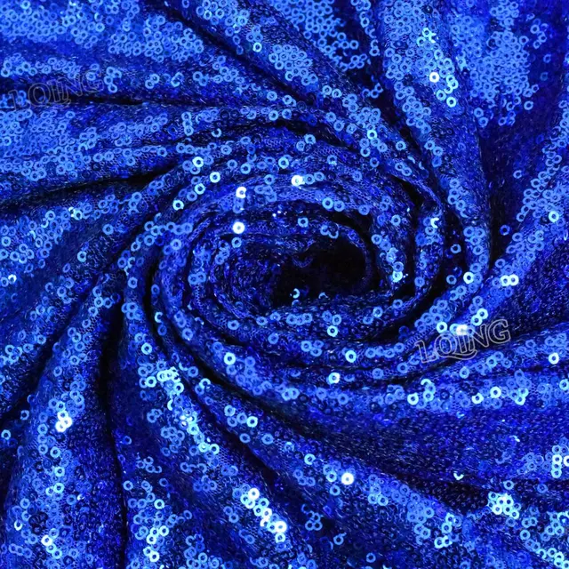 1yard Royal Blue Sequin Fabric Tissu Paillette Embroidered Mesh Knit