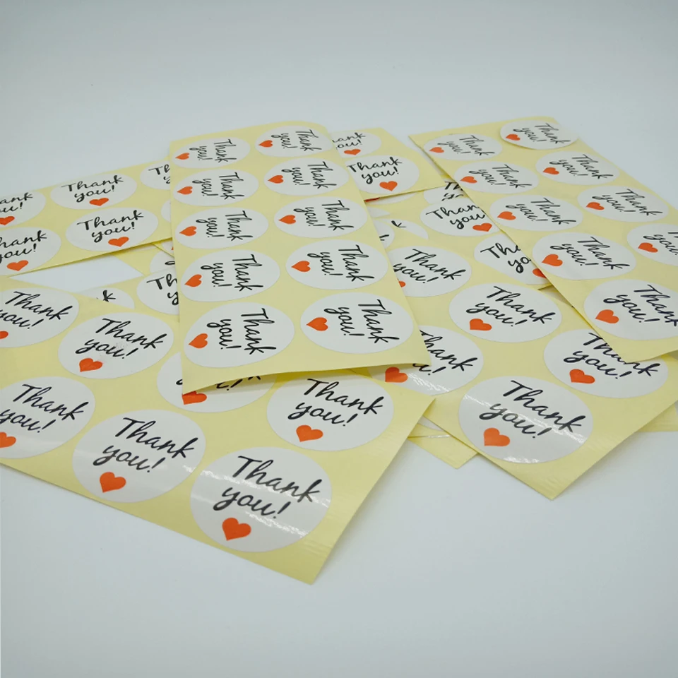 Obrigado com Coração Adesivo de Vedação Etiqueta para Produtos Lote Vermelho Branco Redondo Faça Você Mesmo Presentes Decorativos Pacote Artesanais Bolo 1000 Pçs - 3 Material escolar e de escritório