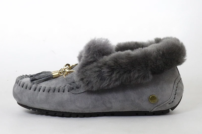 Женские туфли-мокасины на снежную погоду, на плоской подошве, модные, с натуральным мехом, зимние, на плоской подошве, из натуральной замши, теплые, противоскользящие, зимняя обувь
