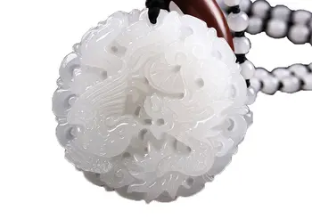 

Hand Carved Natural White Jade Dragon Phoenix Pendant Necklace Wholesale