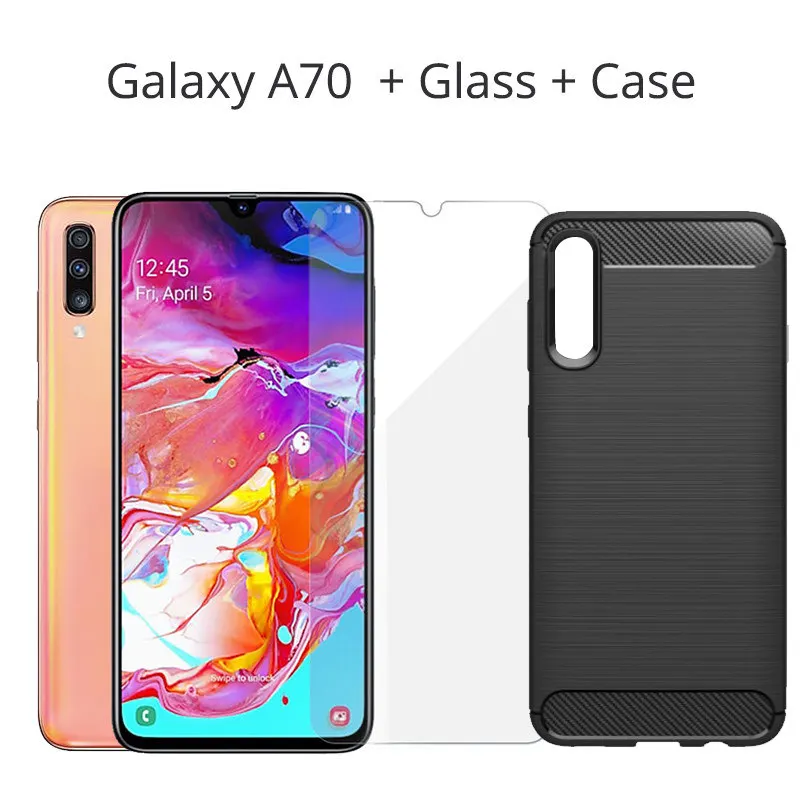 Смартфон samsung Galaxy A70 6," экран капли воды 6 ГБ/8 ГБ 128 Гб 25 Вт Быстрое зарядное устройство 32 МП фронтальная камера 4500 мАч 4G мобильный телефон - Цвет: N Case And Glass