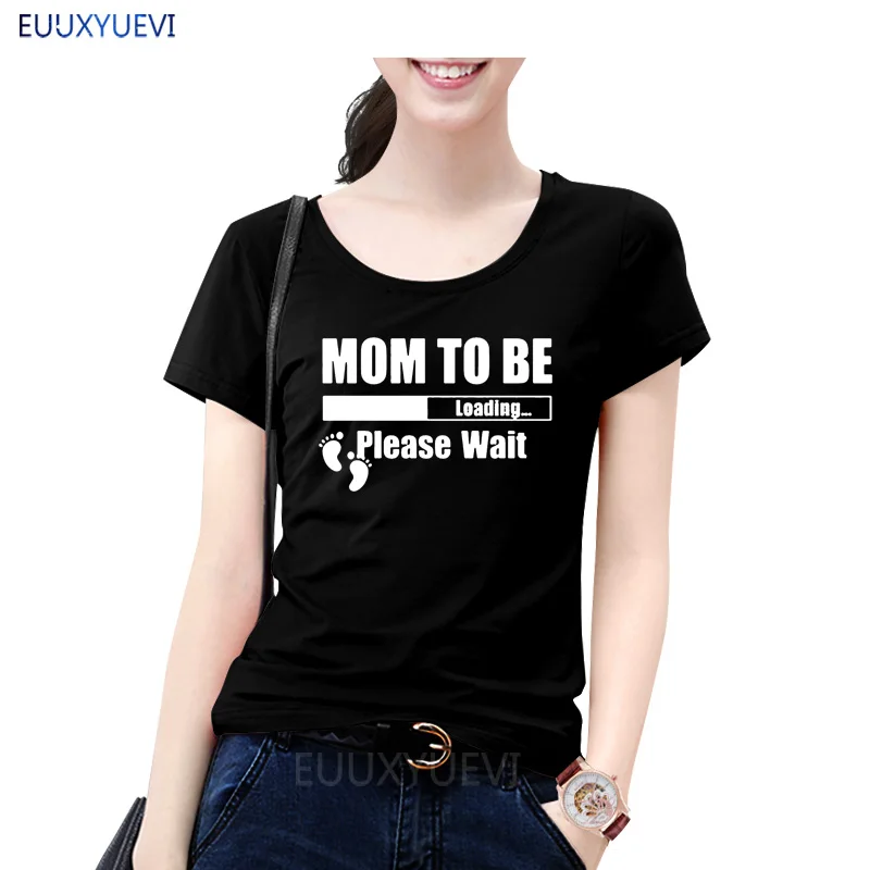 

2019 Summer Mom To Be Please Wait T Shirt Women Short Sleeve Cotton Except Baby Women T-shirt Tops EUU-919