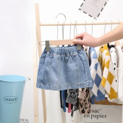 Джинсовые юбки для маленьких девочек коллекция года, брендовая детская одежда ковбойские юбки-пачки для маленьких девочек однотонная джинсовая юбка для маленьких детей 1-6Y