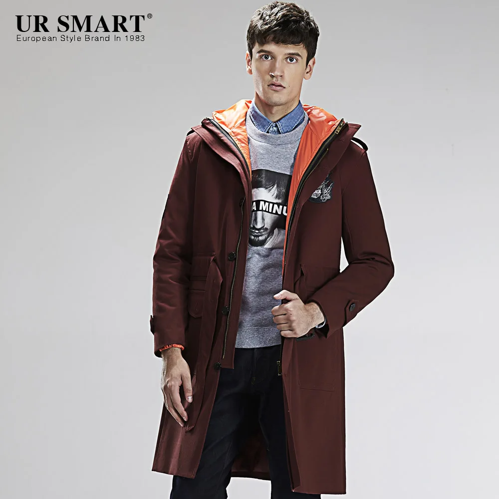 Ultimate warrior URSMART зимний съемный перьевой пузырь две мужские ветровки темно-синее пальто - Цвет: Bordeaux red