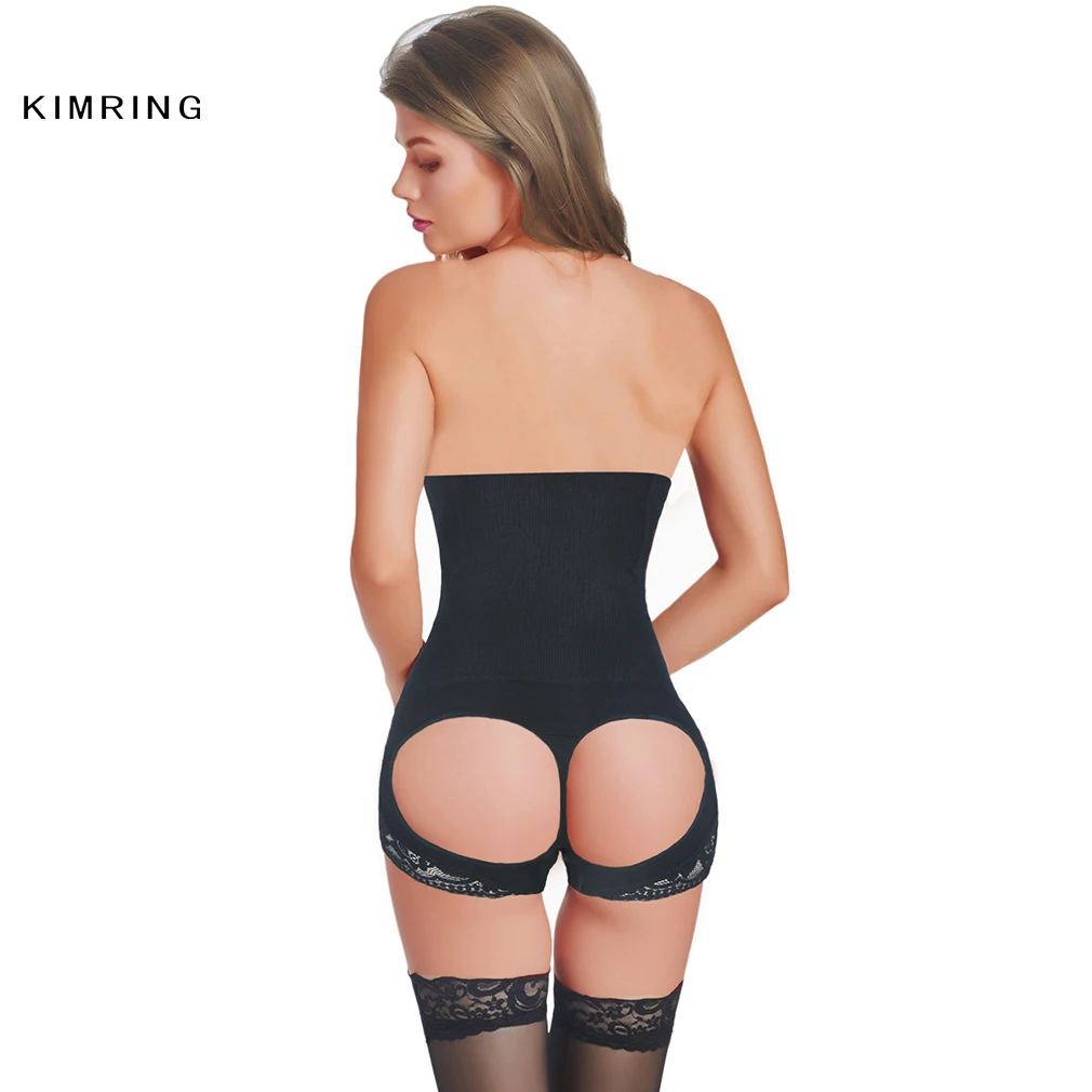 Kimring Sexy Butt Lifter High Waist Panty Open Hips Shaper Waist Bustiers Slimming Sauna Tummy Body Shaper Waist Trainer Cincher