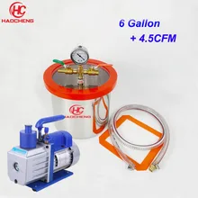 6,2 галл.(24л) Нержавеющая вакуумная камера с 4.5CFM 220 В вакуумный насос, 28 см* 40 см дегазационная камера