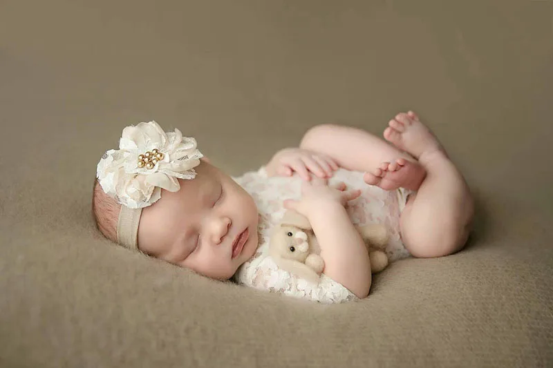 Белый наряд для фотосъемки новорожденных; кружевной комбинезон для маленьких девочек с бантом; Детский комбинезон; одежда для маленьких девочек для новорожденных