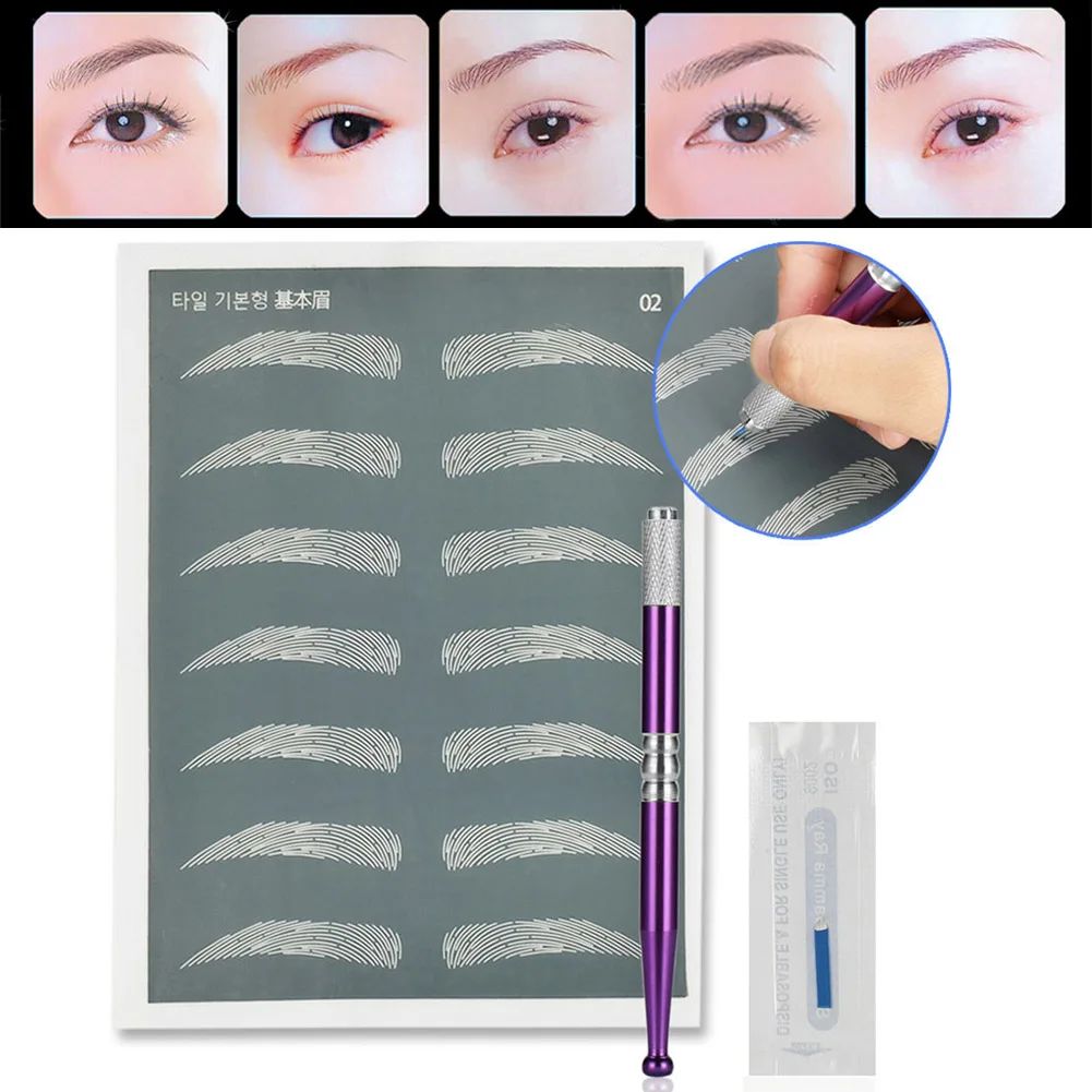 

Eyebrow Tattoo Practicing Set Tattoo Pen Cutter Practice Card Eyebrow Embroidery Makeup Tool HB88