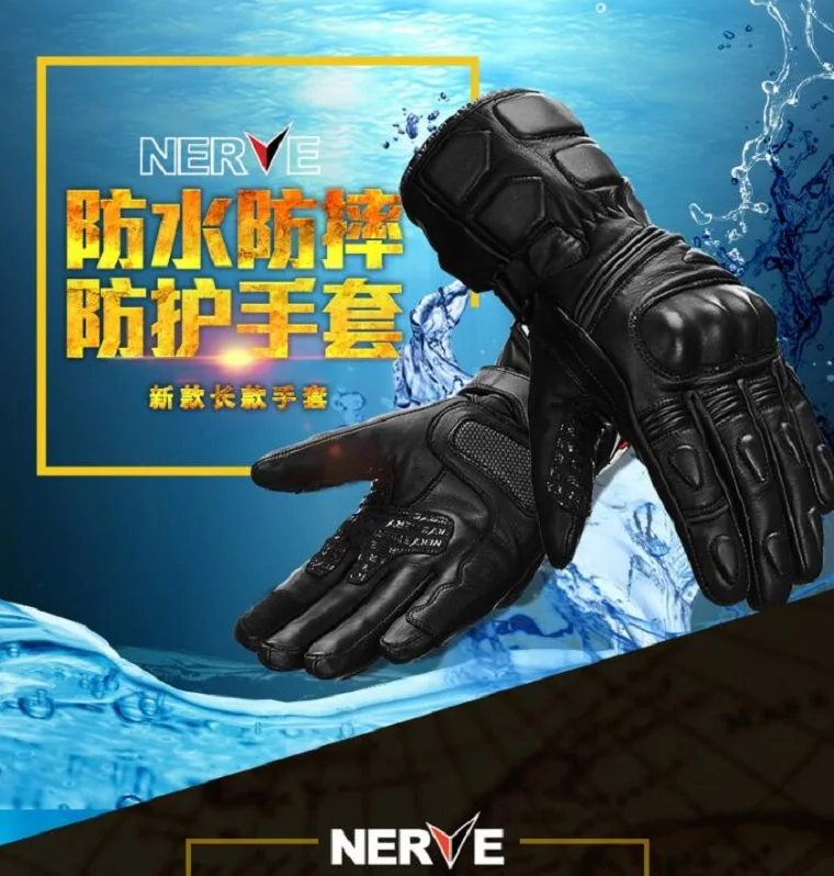 Nervo à Prova Luvas da Motocicleta de Viagem Luva à Prova Novo Inverno Quente Dwaterproof Água Couro Cavaleiro Equitação Moto Corrida Vento 2019 2 dwaterproof água luvas da motocicleta de viagem