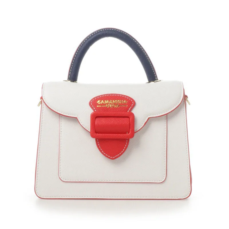 

Fashion Samantha Vega Colour Letter Wide Strap Shoulder Bag Female Small Handbag Solid Flap for Women Messenger Bags