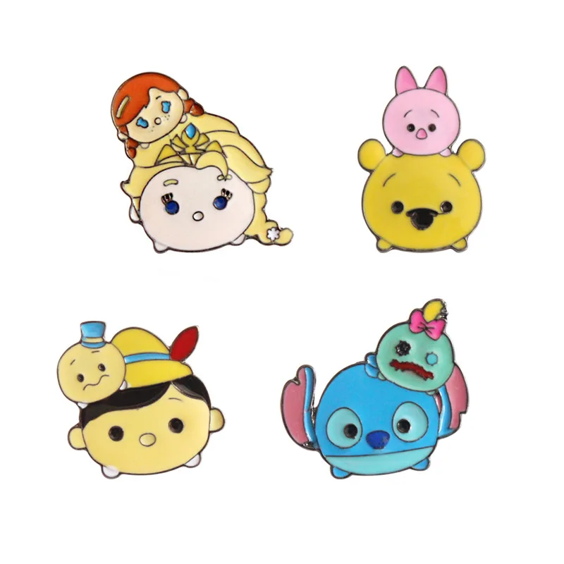 Logam Enamel Kartun Anjing Biru Stitch Lilo Stitch Kuning