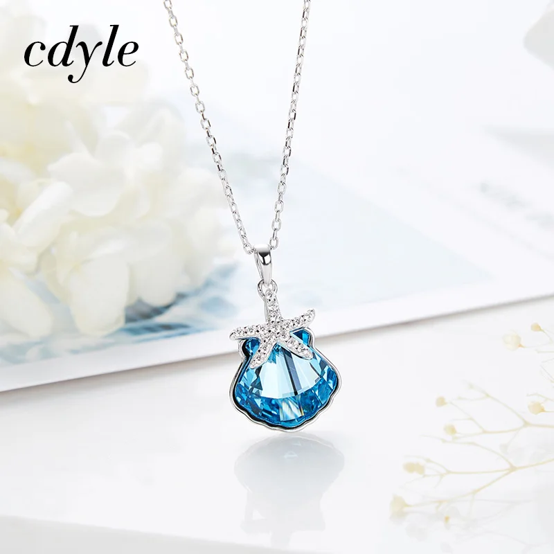 

Cdyle Embellished with crystals Pendant Necklace 925 Sterling Silver Jewelry Fashion Austrian Rhinestone Paved