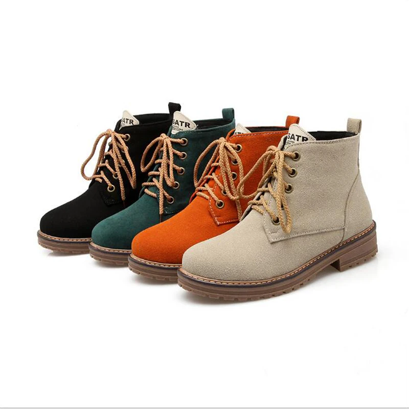 

2019 New Hot Women Ankle Boots Casual Platform Sexy Shoes Winter Shoes Warm Foreign fashion Frosted lace-up Martin boots booties
