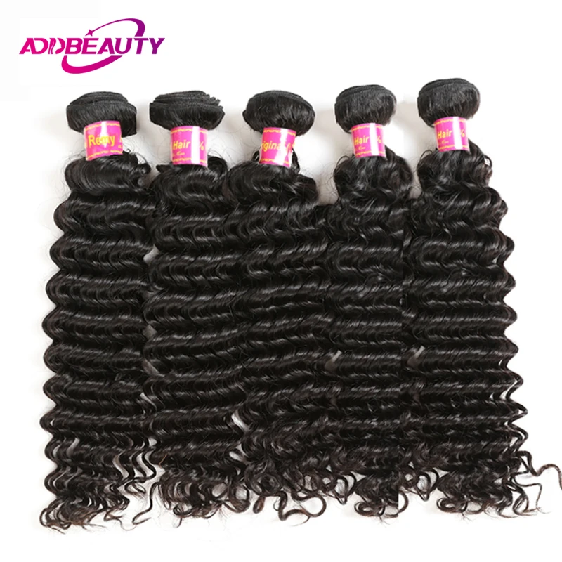 

Addbeauty 10Pcs Lot Deep Wave Brazilian 100% Human Remy Hair Extension Bundle Weave Natural Color 8"~30" Machine Double Weft
