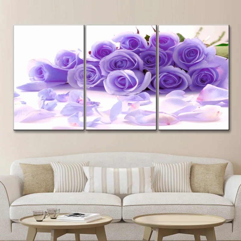 3 pieces high-definition print  Rose canvas painting poster and wall art living room picture  PF3-026 (5)