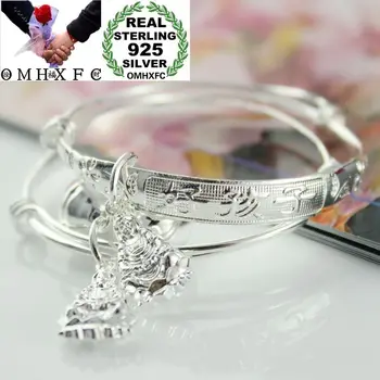 

OMHXFC Wholesale European Fashion Baby Kids Birth Gift Guanyin Good Boy Girl Bell 925 Sterling Silver Bangles Bracelets BE156