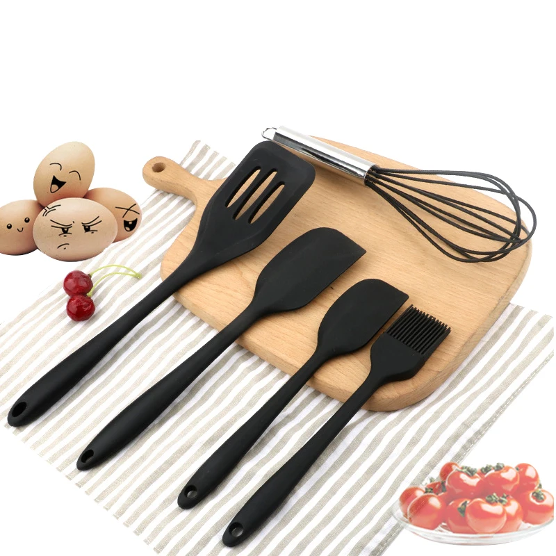 

5Pcs Baking Cookware Set Silicone Kitchen Utensils Set Non-Stick Cooking Gadgets Spatula Spoon Dinnerware Accessories Supplies