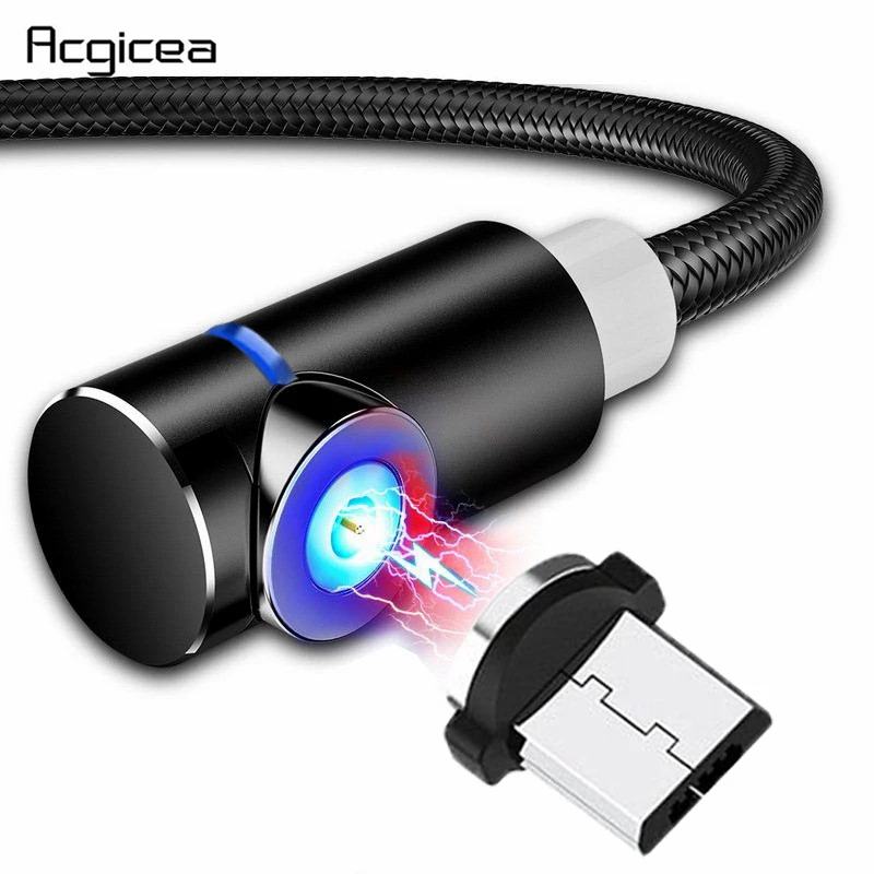

Acgicea 90 Degree L Magnetic Charger Micro USB Cable Magnet Charge Cord For Samsung S7 Magnetic Cables Micro USB Charging Wire