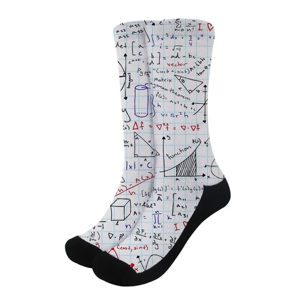 INSTANTARTS Мужские Спортивные Носки с рисунком урока математики, носки для бега, пешего туризма, носки для велоспорта, Дышащие Высокие гольфы, летние зеленые спортивные носки - Цвет: HMG387Z46